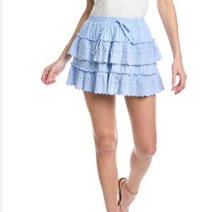 Ocean Drive Tiered Mini Skirt Size Small, Color: Pacific Blue
